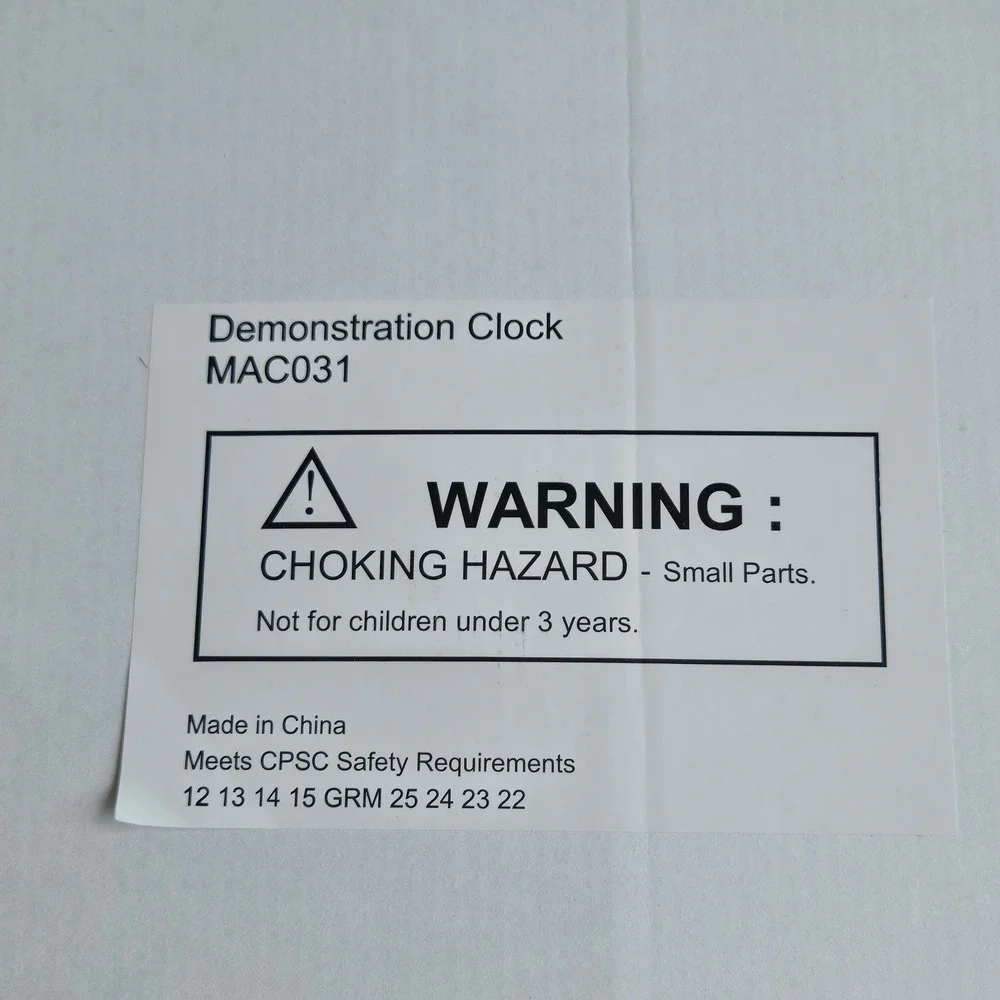 Demonstration Clock MAC031 Yellow Large 12in Teaching Aid Classroom Learning Toy